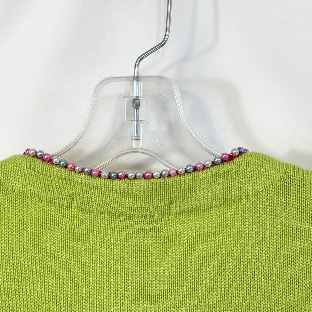 VTG‎ Jack B Quick Large Sweater Flamingo Beaded Zip Beachy Coastal Novelty 345 - Picture 8 of 11